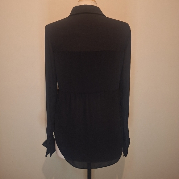 T by Alexander Wang Silk Combo Blouse Black SZ S - Picture 6 of 10